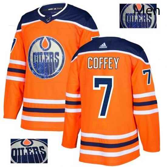 Mens Adidas Edmonton Oilers 7 Paul Coffey Authentic Orange Fashion Gold NHL Jersey